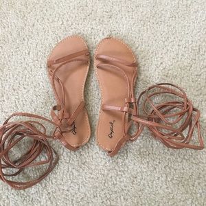 Qupid Shoes - Qupid lace up gladiator sandals TAN Qupid Shoes - Qupid lace up gladiator sandals TAN